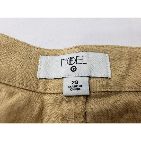 Fe Noel Womens Yoke Pants High Rise Drawstring Linen Blend Beige Sz 28 PLUS SIZE - Picture 4 of 9
